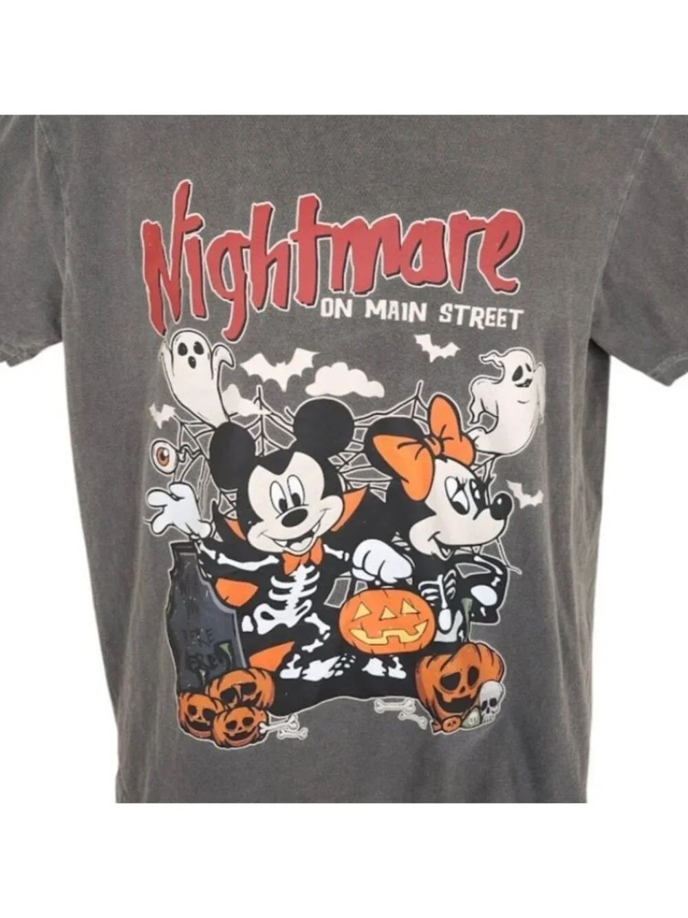 Mickey Mouse Halloween T Shirt Mens Size Medium Gray Nightmare On Main Street